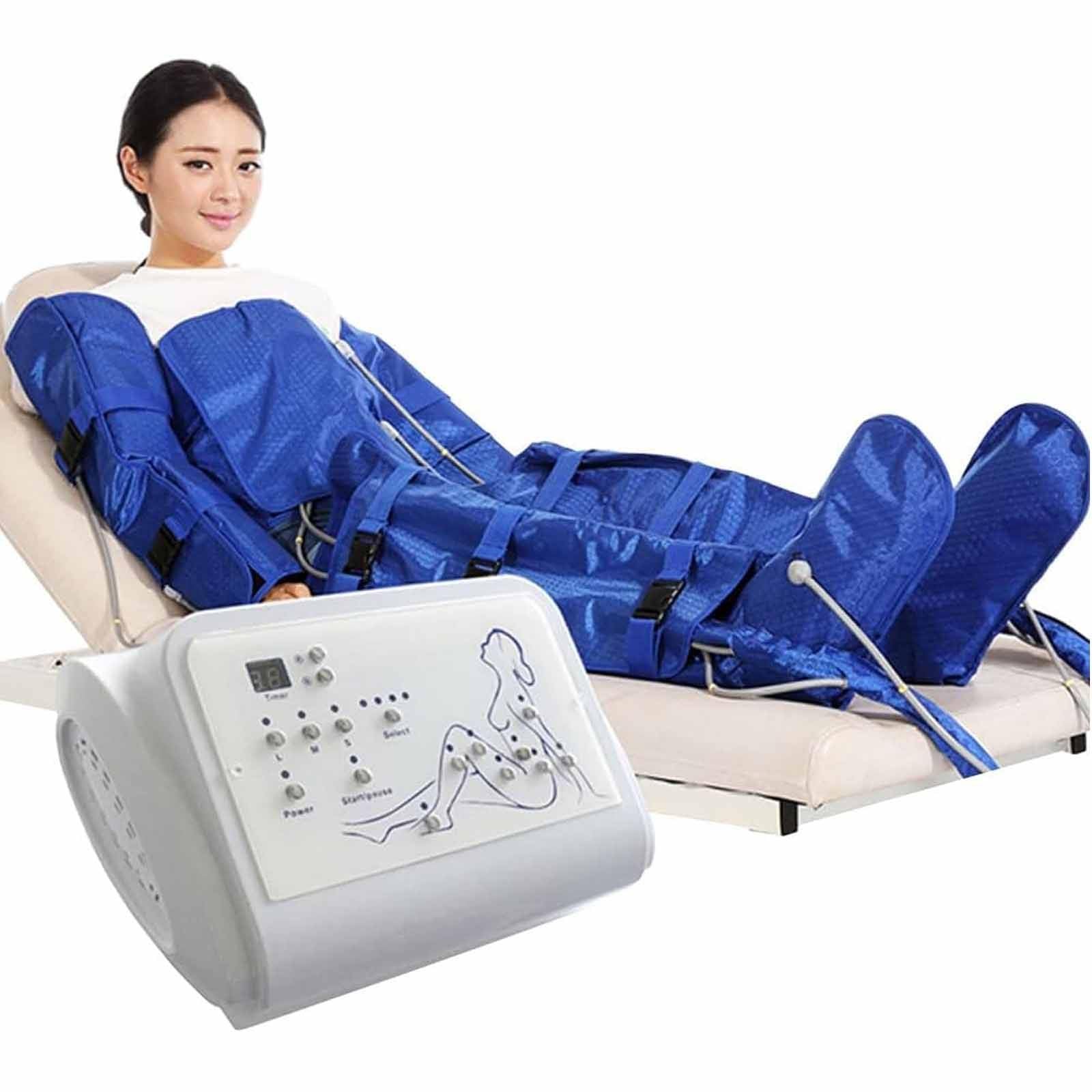 Pressoterapia Linfodrenaggio Total Body per Casa Massaggiatore Elettrico Compressione Massaggiatore Anticellulite Macchinario Macchina Linfodrenaggio Tuta Drenaggio Linfatico,Blue