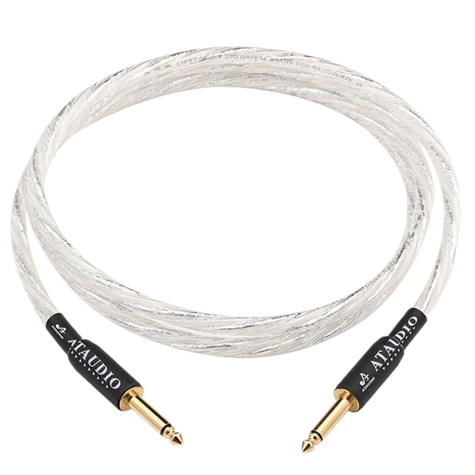 Kabel gitarowy HiFi mono 6.5 Kabel audio 6N posrebrzany rdzeń podwójna tarcza 6,35 TS kabel do instrumentów elektronicznych (3 m)