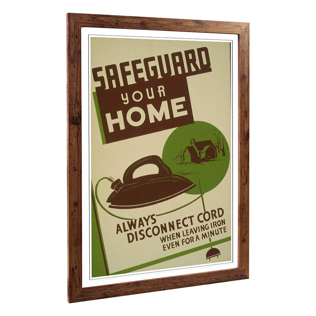 Big Box Art Framed Print of Vintage WPA Poster Safeguard Design | Wall Art Picture | Home Decor for Kitchen, Living Room, Bedroom, Hallway, Walnut, A2 / 24.5x18 Inch / 62x45cm