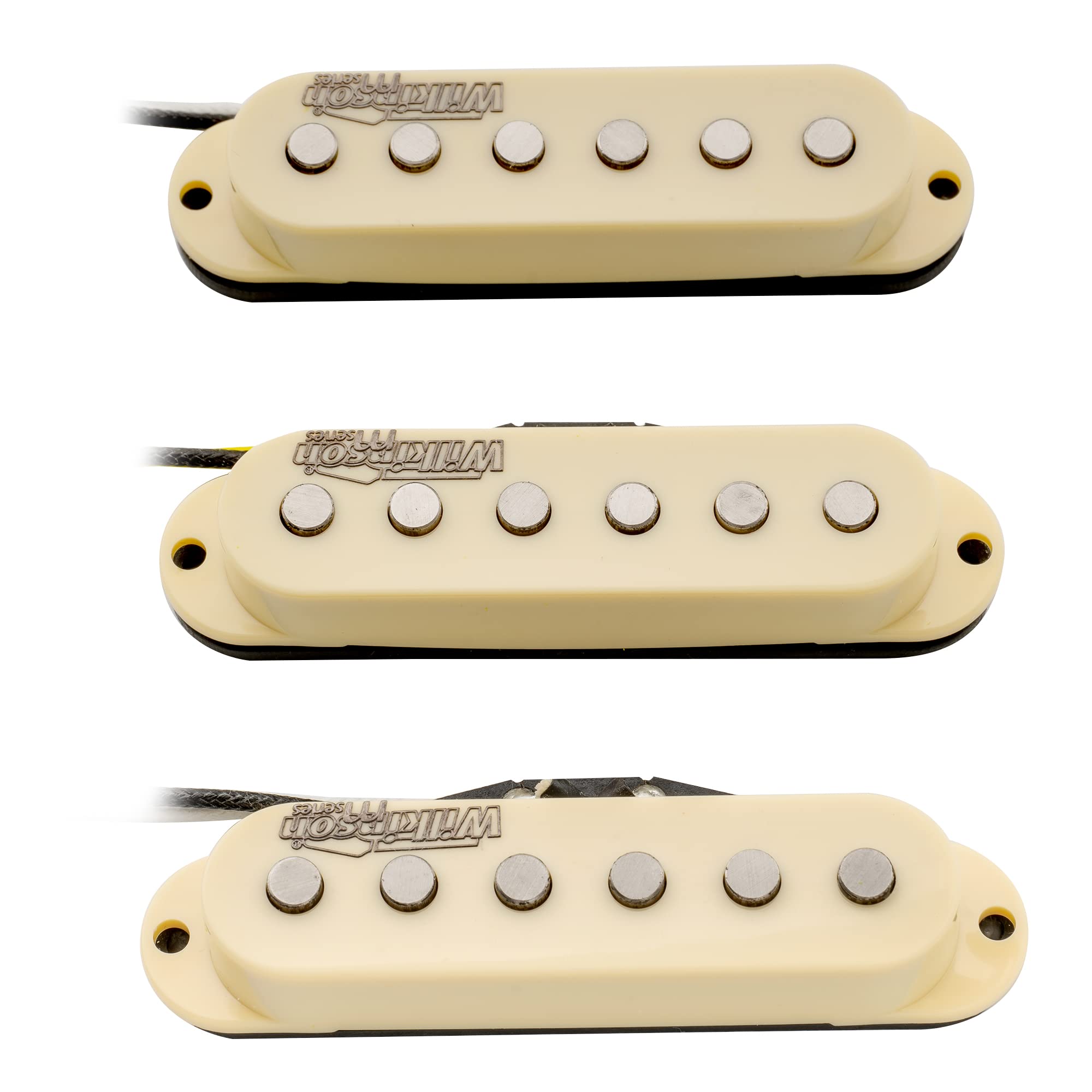 Wilkinson Serie M High Output Alnico 5 Pastillas de Bobina Simple Puente Pickups Set para Guitarra Eléctrica Stratocaster,Crema