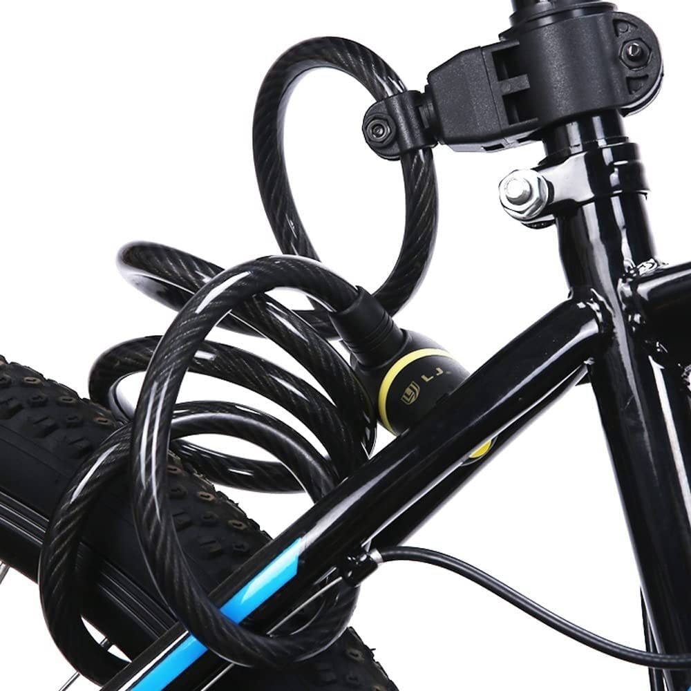 Lucchetto ad Anello per Bicicletta, Lucchetto antifurto con Cavo in Acciaio Rivestito in PVC Spesso per Mountain Bike, motociclette, Bici elettriche (Nero 150 cm)