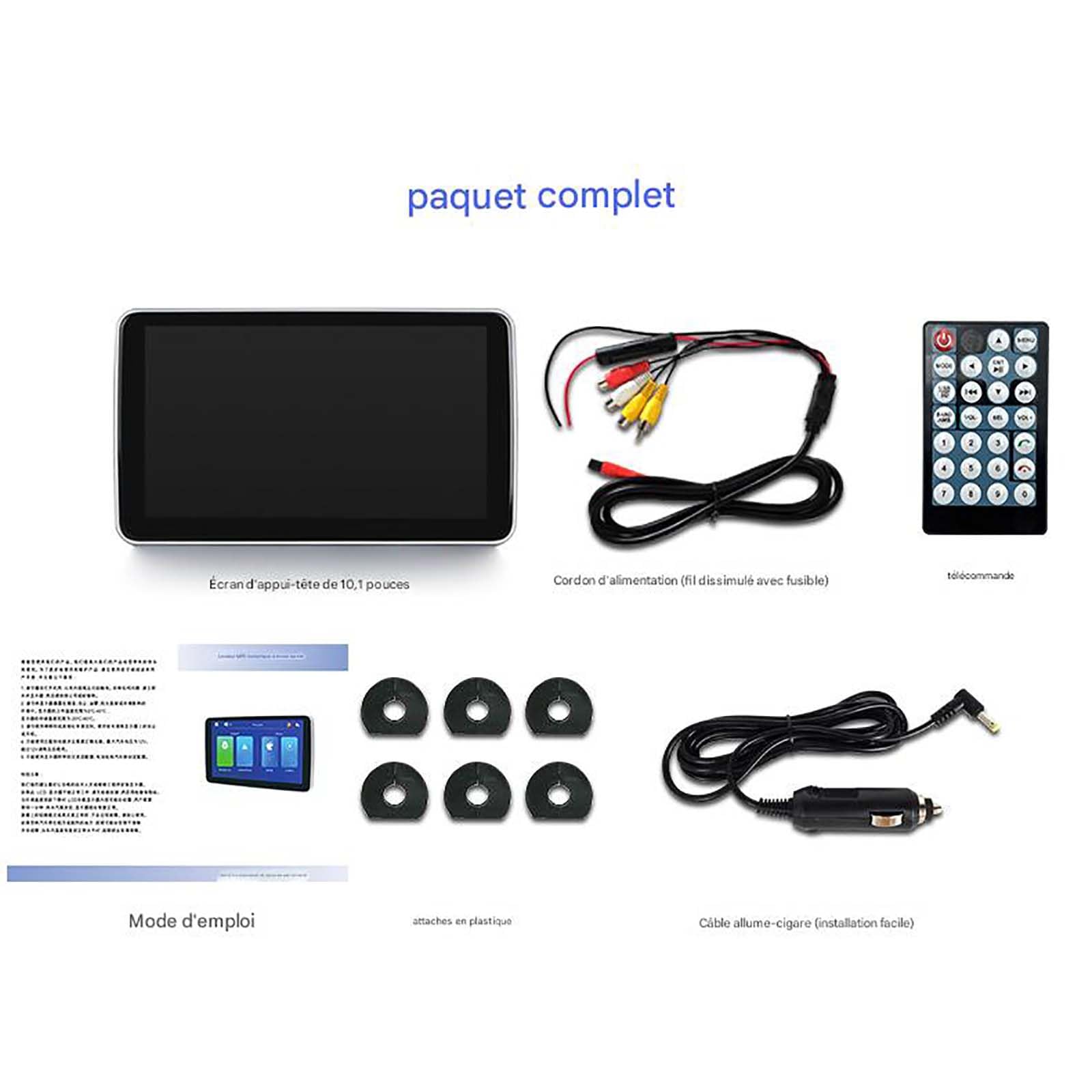 Lecteur Vidéo D'appui-tête De Voiture 10,1 ", Moniteur D'appui-tête avec Bluetooth USB SD FM, Lecteur D'appuie-tête Numérique Portable HD Lecteur Multimédia De Voiture D'affichage Grand écran