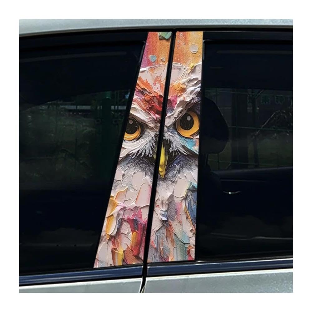 Autocollants de voiture motif hibou imperméables et lot de 2 stickers anti-rayures pilier B
