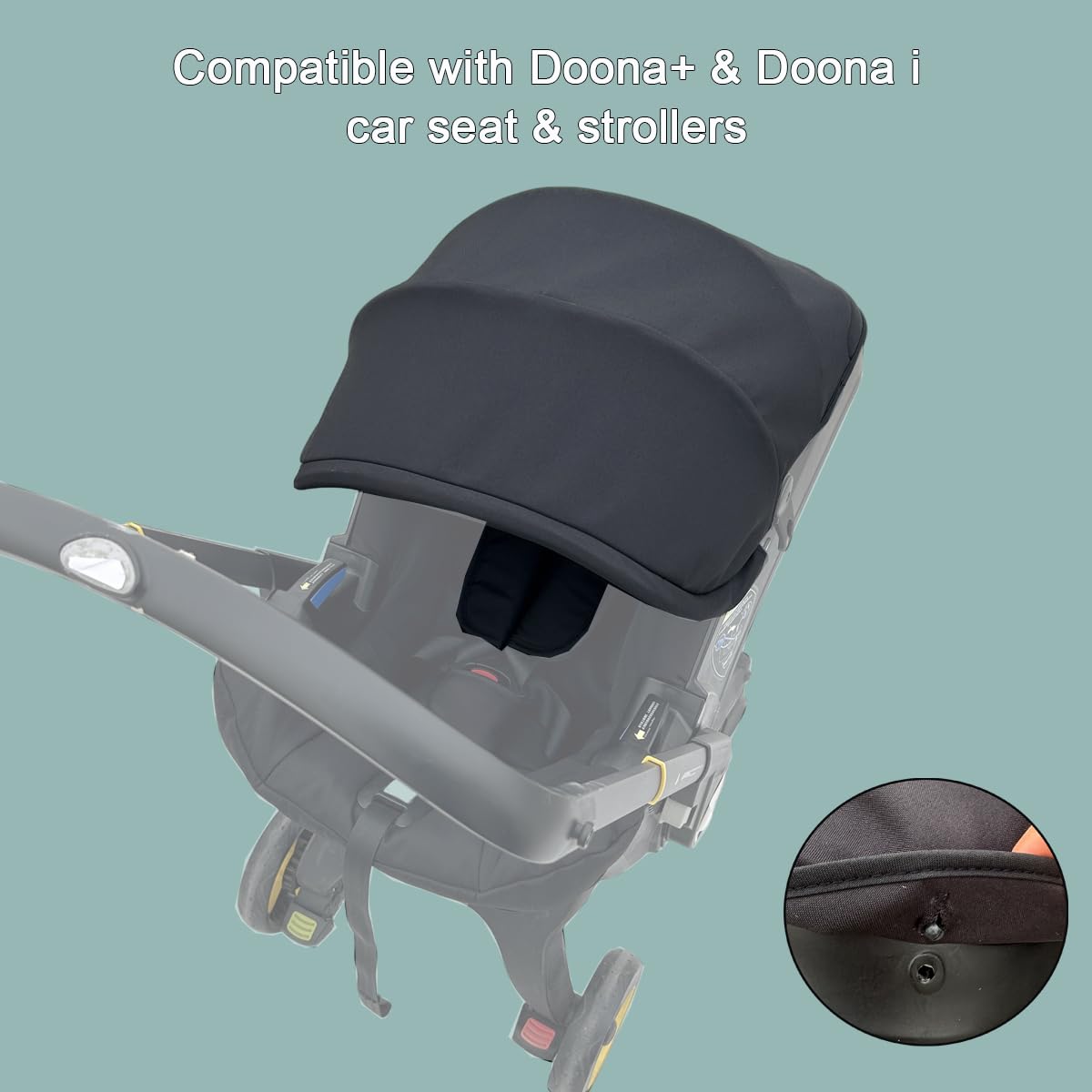 Doona Kinderwagen Ersatzdach X Doona+ i Autositz-Kinderwagen 4 Segmente ausziehbarer Sonnenschutz maschinenwaschbar schwarz