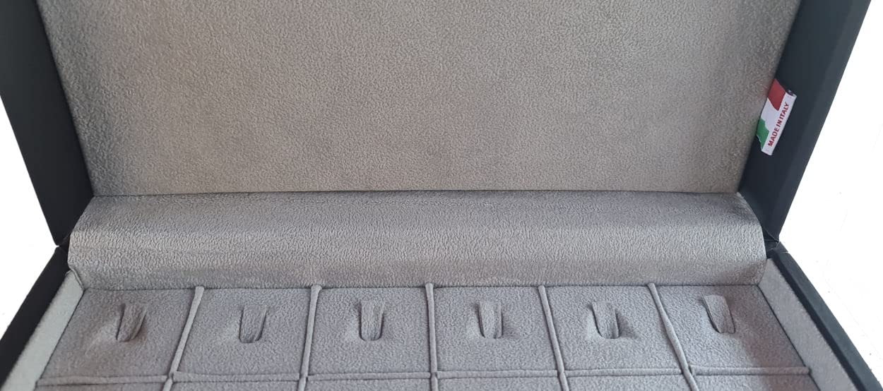 CAMPIONE COLLECTIONS - CC-GAL-M4 Scatola porta anelli in eco pelle cofanetto espositore porta 24 paia di anelli