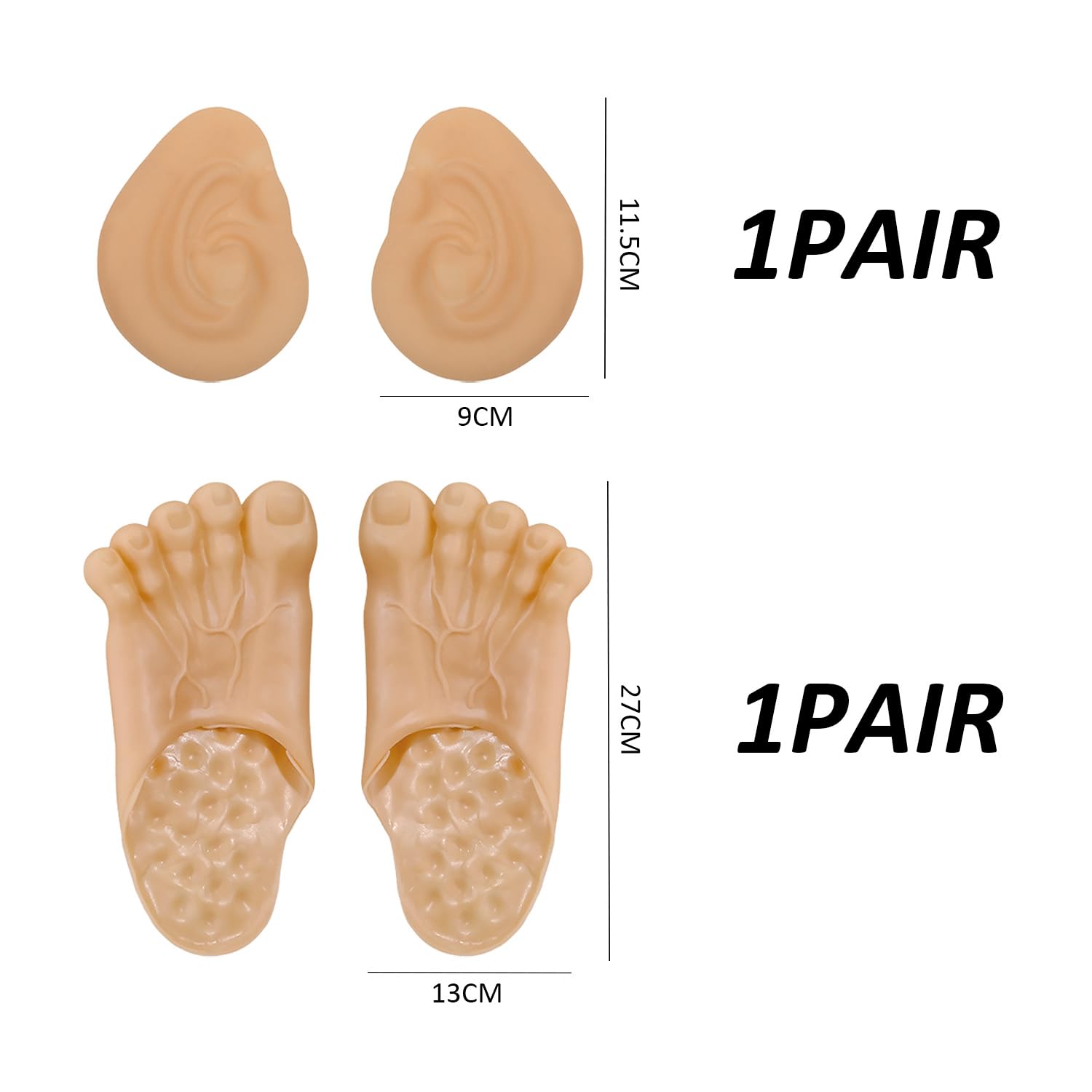 CYNOSURETECH 1 Pair Of Simulated Giant Slippers And 1 Pair Of Simulated Ears, Role-Play Props, Creative And Funny Slippers - Image 2