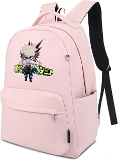 Anime My Hero Academia Bakugou Katsuki Backpack Lightweight Nylon Backpack Printed Schoolbag Daypack Pink