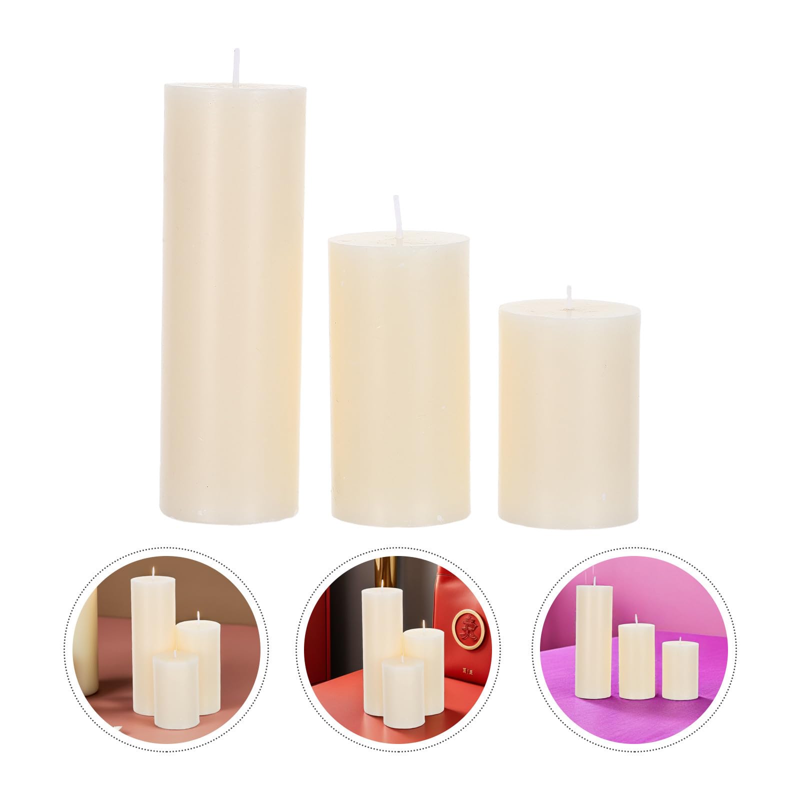 6 Piezas Velas Cilíndricas Color Marfil sin Perfume para Iluminación de Unidades para Ambientación de Invierno y Navidad
