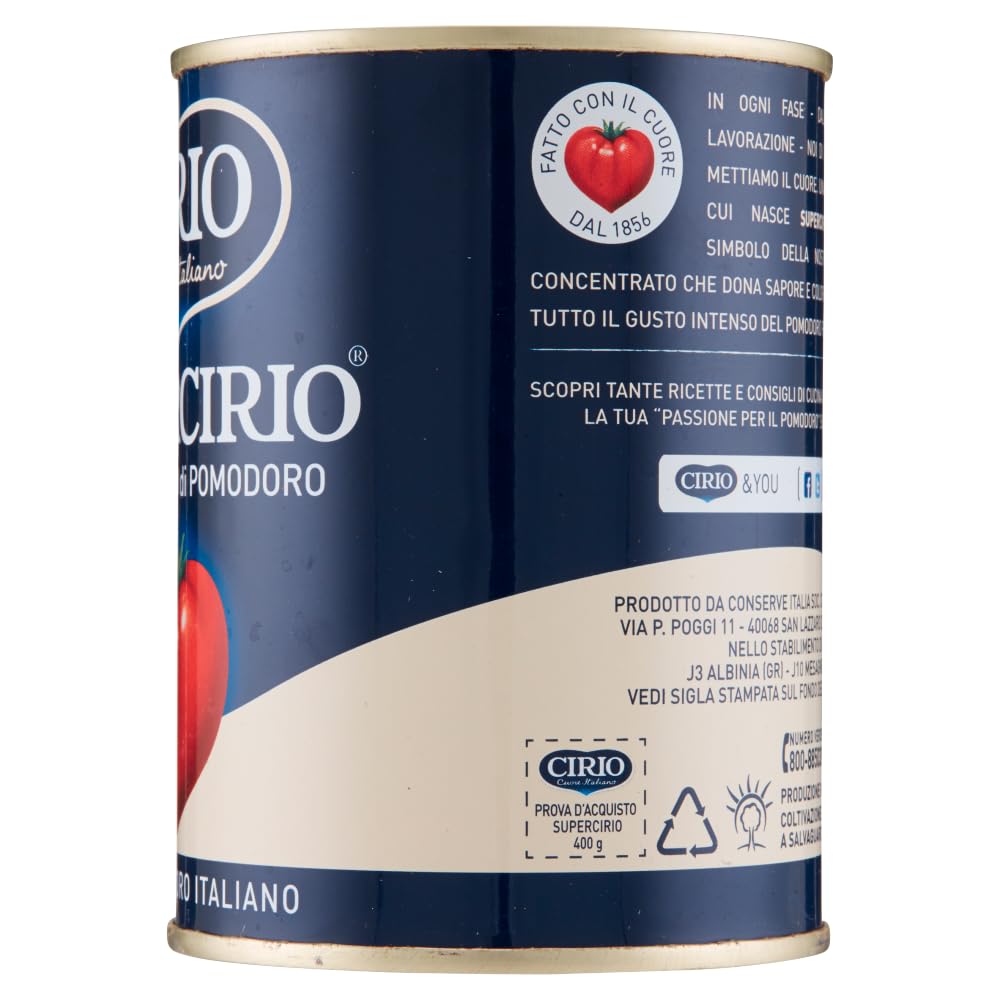 24er-Pack Cirio Concentrato Di Pomodoro,Tomatenkonzentrat,100% Italienische Tomaten,400g Dose + Beni Culinari Kostenloser Schlüsselanhänger