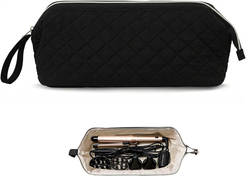 Estojo de viagem acolchoado Stratalife para ferramentas de cabelo com pano de microfibra, preto