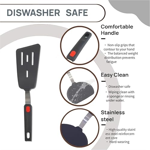 Miniatura 5 de Juego de 4 espátulas de silicona resistentes al calor de 600 F para utensilios de cocina antiadherentes, espátulas de cocina con acero inoxidable