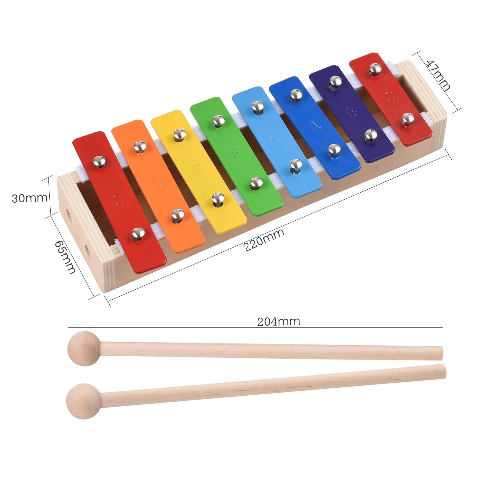 xilofono ​Legno Glockenspiel Xilofono A 8 Tasti di Dimensioni Compatte con Mazze in Legno, Strumento Musicale A Percussione (Color : 2 Mallets)
