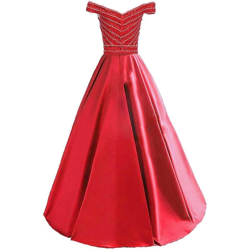 Aplbridal Women S Off Shoulder Prom Dresses Beaded Satin Long Evening Ball Gowns For Wedding Al031 Aplbridal Women S Off Shoulder Prom Dresses Beaded Satin Long Evening Ball Gowns For Wedding Al031