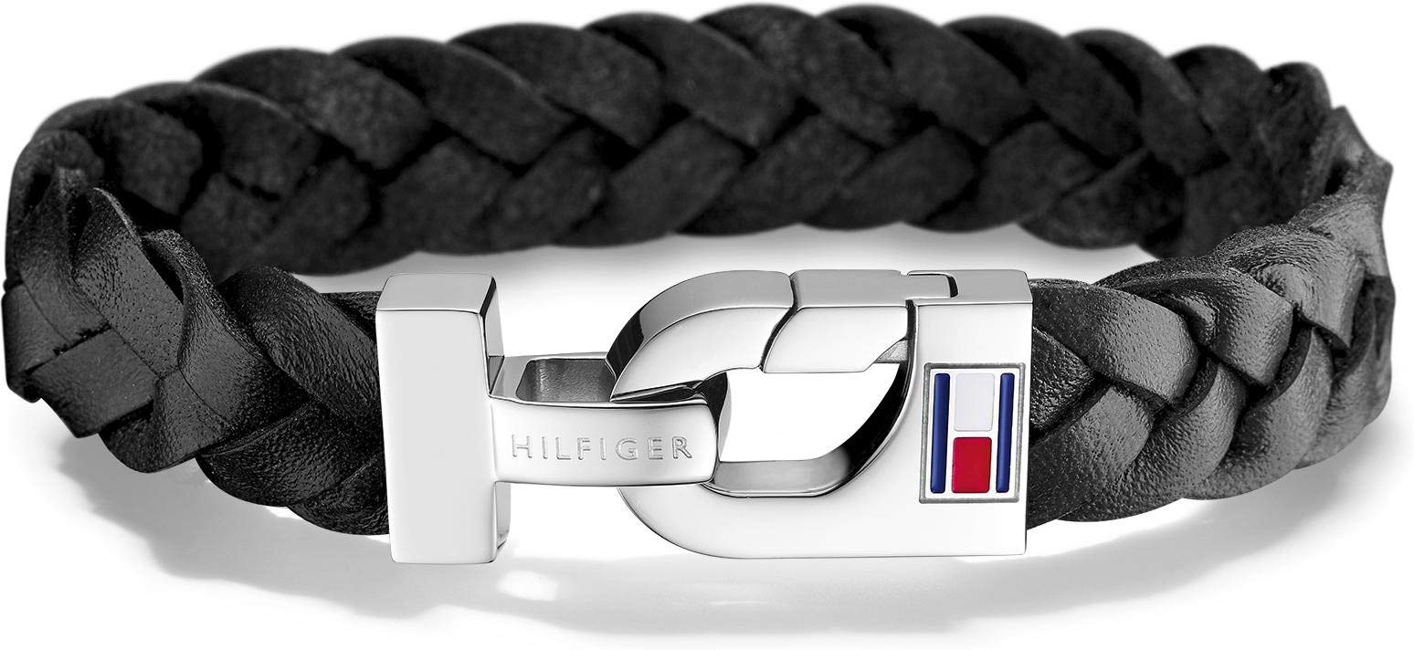 Tommy Hilfiger Jewelry Men's Braided Leather Bracelet Black - 2700872