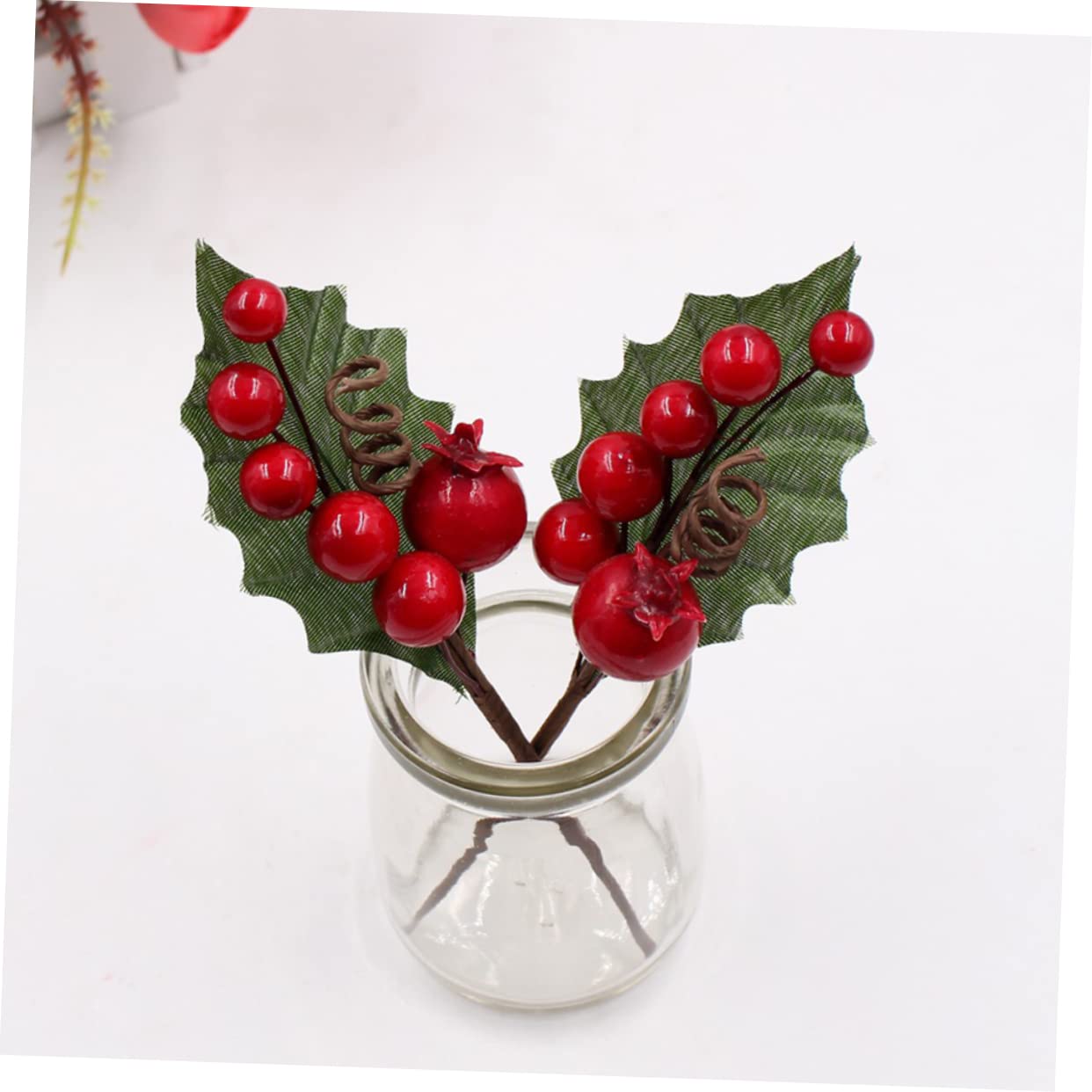 Ciieeo 27piezas Ramas De Baya Simuladas para Decoración Navideña Accesorios De Bricolaje Berries Rojas y Verdes para Fotografía y Manualidades