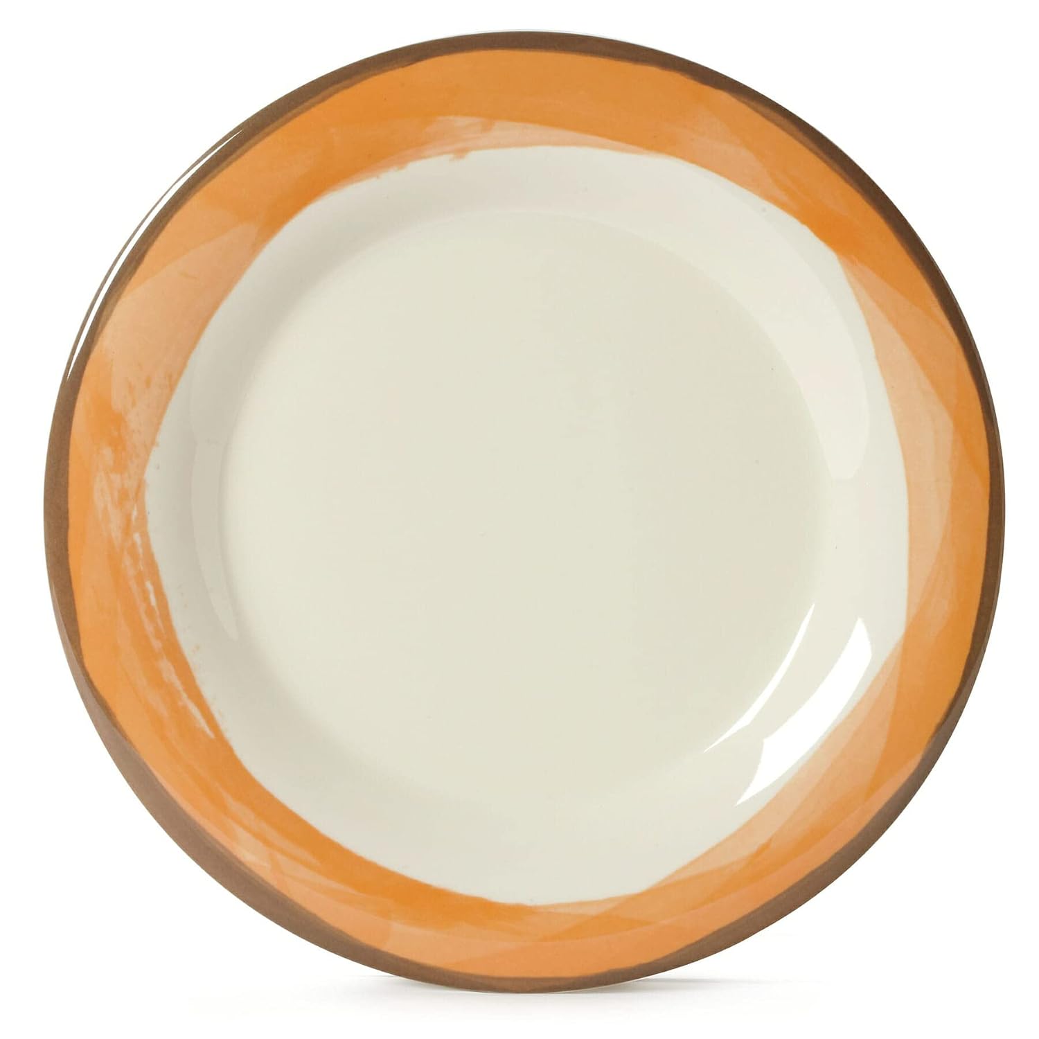 G.E.T. 7.5" Ivory/Orange Heavy-Duty Wide Rim Melamine Salad Plate 4