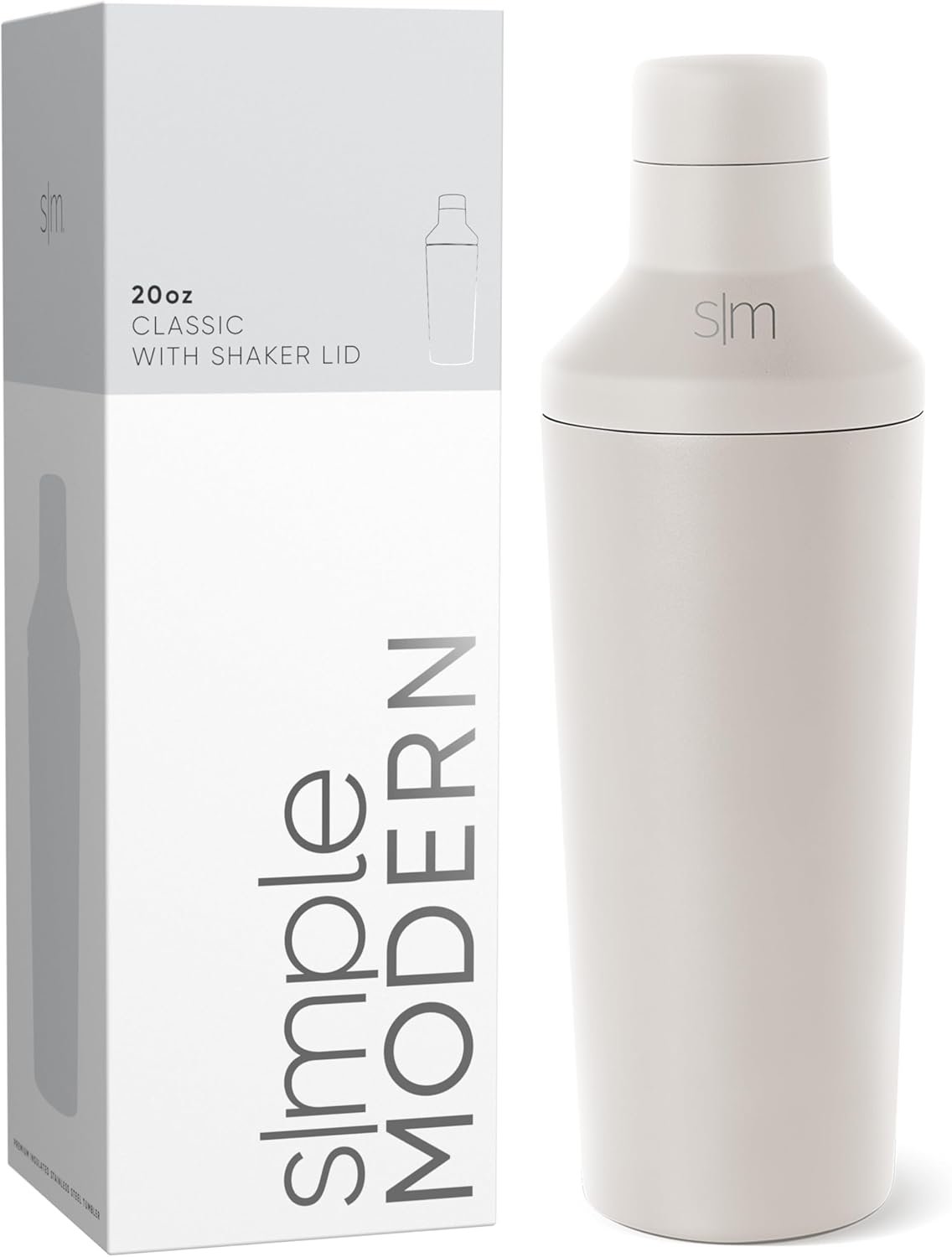 Simple Modern Cocktail Shaker Set with Jigger Lid | Stainless Steel Boston Shaker Insulated Martini Mixer for Mocktails | Gifts for Men Women Him Her | Classic Collection | 20oz | Sea Glass Sage - Thumbnail 2