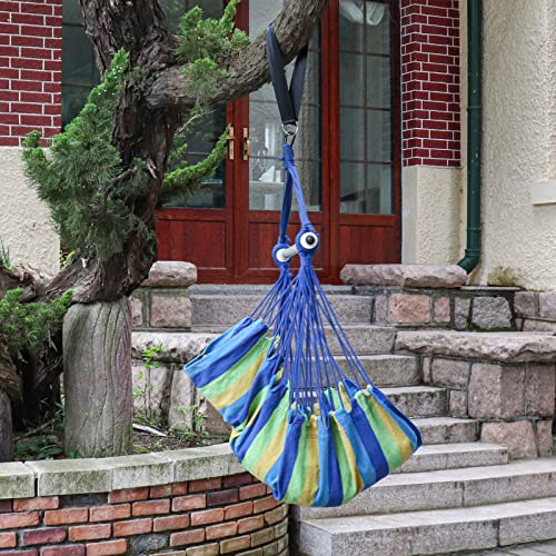Highwild Hammock Chair Hanging Rope Swing - Max 500 Lbs - Steel Spreader Bar With Anti-Slip Rings - For Any Indoor Or Outdoor Spaces (Blue Striped) #TOP1