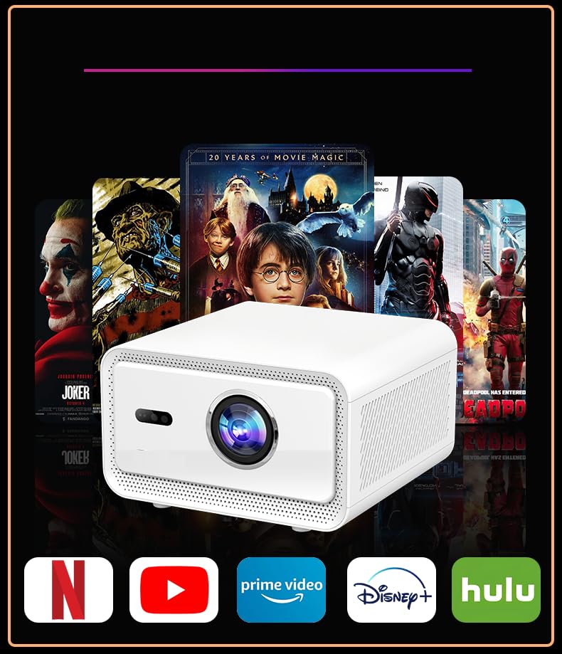 Image of AUN Legend Mini Pro Projector 4K Ultra HD, 26000 Lumens (2300 ANSI), Fully Sealed, AI Fully Automatic, Android 12 2G 32G, HDMI ARC, YouTube Hotstar PrimeVideo, Wi-Fi, 1080p Native Smart AUN Projector