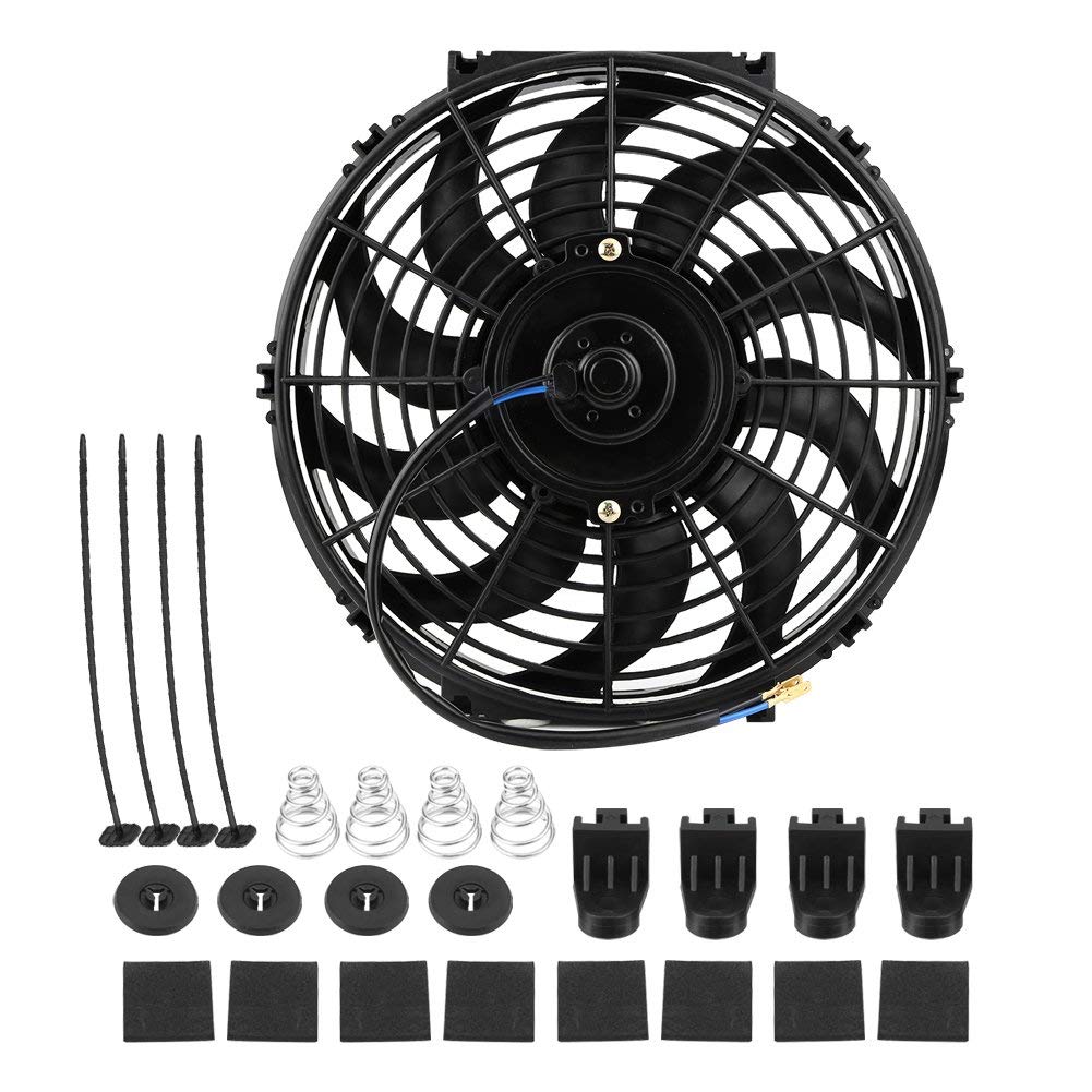 Ventola Elettrica Universale 12 pollici per Auto Ventola Radiatore Auto 12V 80W Ventola di Raffreddamento Slim con Accessori di Montaggio per Auto, Camion, Caravan