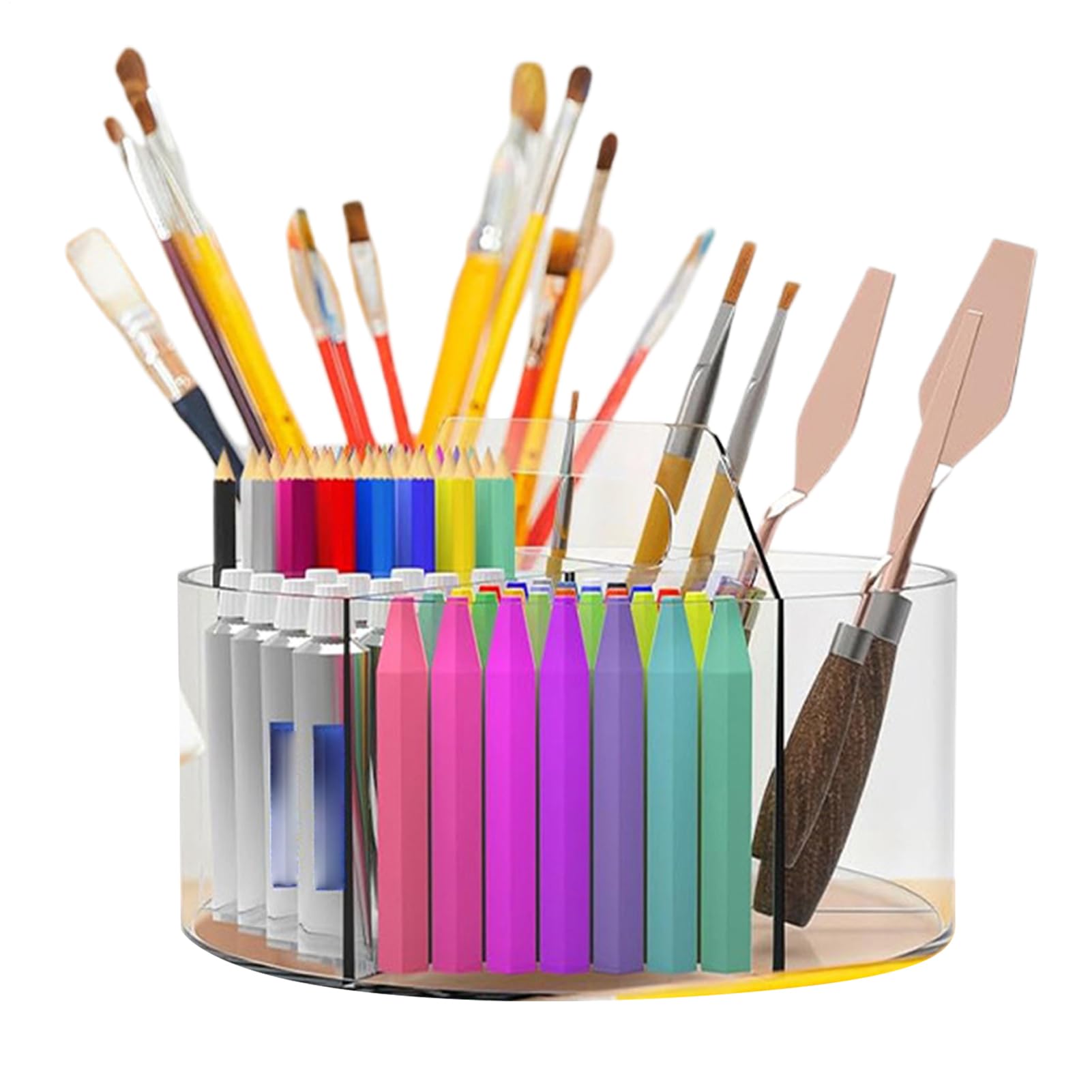 Porte-Crayons Organisateur Rotatif Des Marqueurs Et Pinceaux De Maquillage | Organisateur En Acrylique Pour Pour Maison Coiffeuse Bureau Appartement Salle De Classe Étudiant Professeur