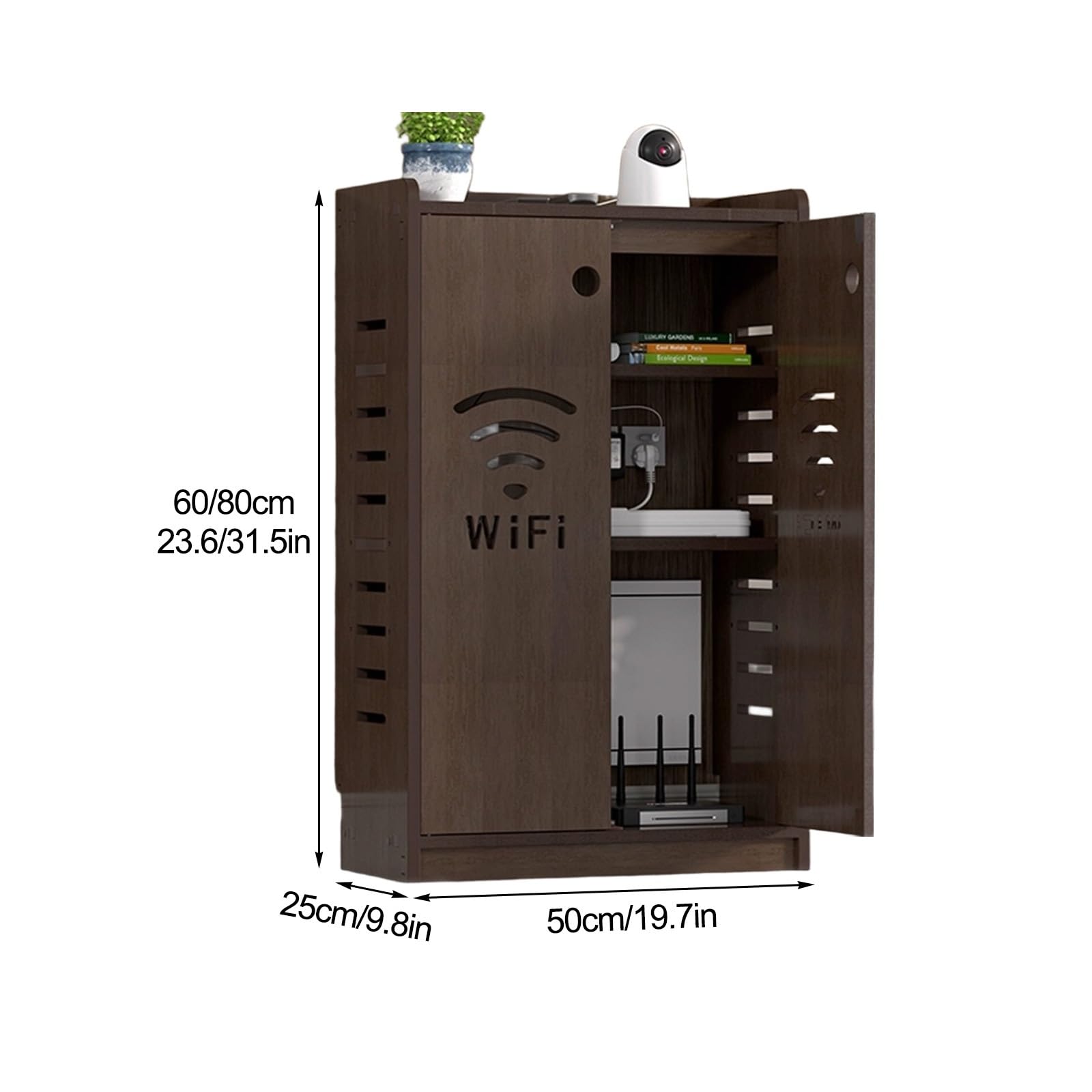 HARELA WLAN-Router-Aufbewahrungsschrank, Stand-Router-Aufbewahrungsbox Modem, Steckdosenleiste und Kabelmanagement-Organizer für Zuhause und Büro(Gray,50x60x25cm)