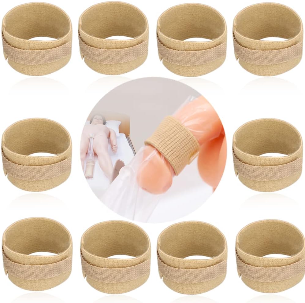 Male External Catheter Strap Leak Free Penile Clamp Fully Adjustable Urinary Sheaths Fixer Band for Prostate Surgery Prostatectomy Reusable Washable Incontinence Supplies(Pack of 10)