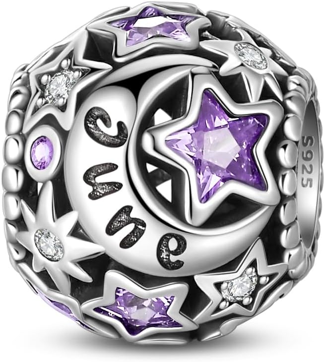 PARCOM Birthstone Charms 925 Sterling Silver for Bracelets, perfect Valentine's Day gift,Bead Charms fit for Pandora Bracelet for Women