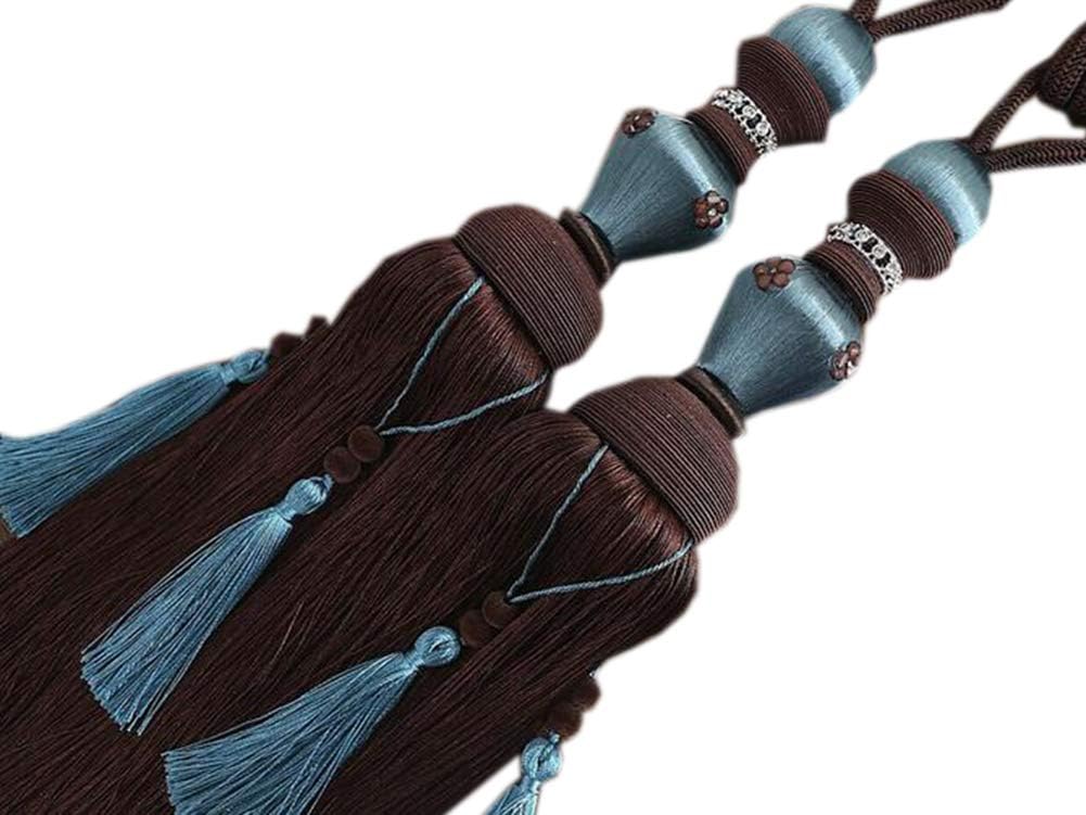 High-Grade 1 Pair Tassels Curtain Tiebacks Hanging Curtain Buckle Window Curtain Tie Back Curtain Accessories (Blue and Coffee)