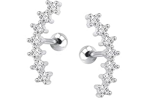 ZS Curve Seven Stud CZ Stud Earrings 316L Stainless Steel