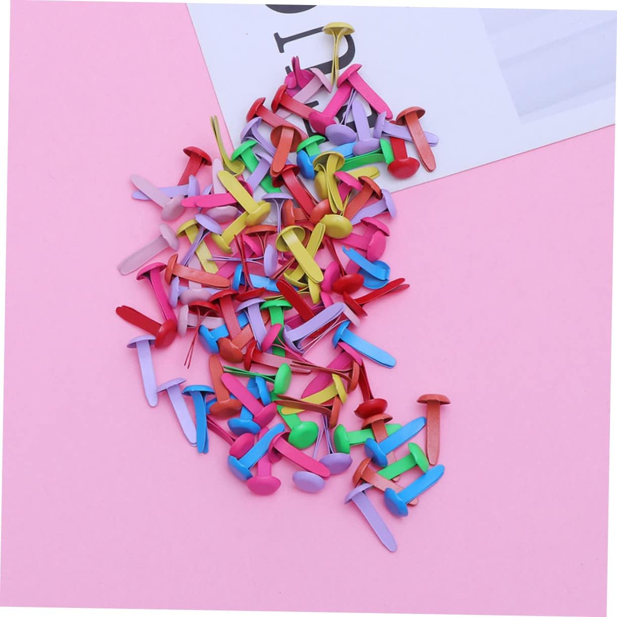 Gogogmee 300pcs Vibrant Pins Mini Brads for DIY Crafts Metal Paper Fasteners Storage Box for Scrapbooking Card Making and Art Projects