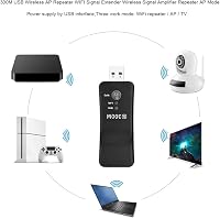 Cuifati 300M USB WiFi Jelerősítő és Repeater - Vezeték Nélküli Hálózati Adapter Smart TV-hez RJ45 Ethernet Porttal, WEP/WPA/WPS2 Támogatássa 5