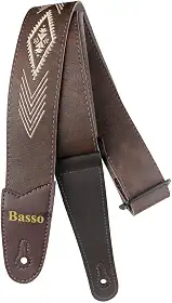 Correia Basso Premium para Violão, Guitarra e Baixo – Strap Ajustável de 0,80 a 1,50 m em Couro Sintético Bordado Estilo Folk Country Vintage – Conforto, Durabilidade e Design Artesanal