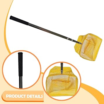 Net Bag for Collecting Table Tennis Balls Ping Pong Ball Picker Up Retriever Collector Pickup Tool with Stainless Steel Handle Tennis Ball Basket Practical Adjustable Training Tool for Storage