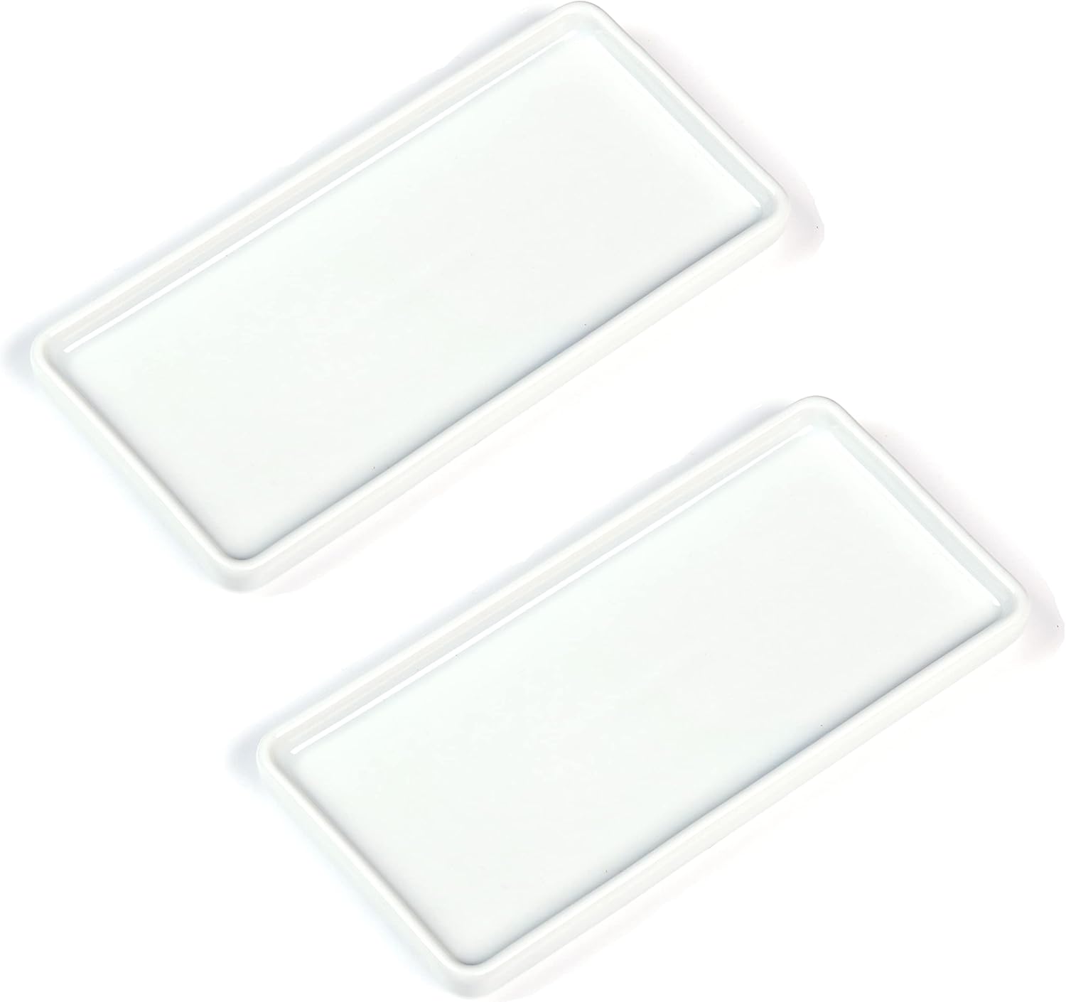 Ceramic Vanity Tray, Bathroom Toilet Kitchen Sink Dresser Tray Towel Jewelry Dish Ring Holder Cosmetic Organizer Countertop Organization for Candle Perfume Soap Shampoo Home (2 PCS Small Size)