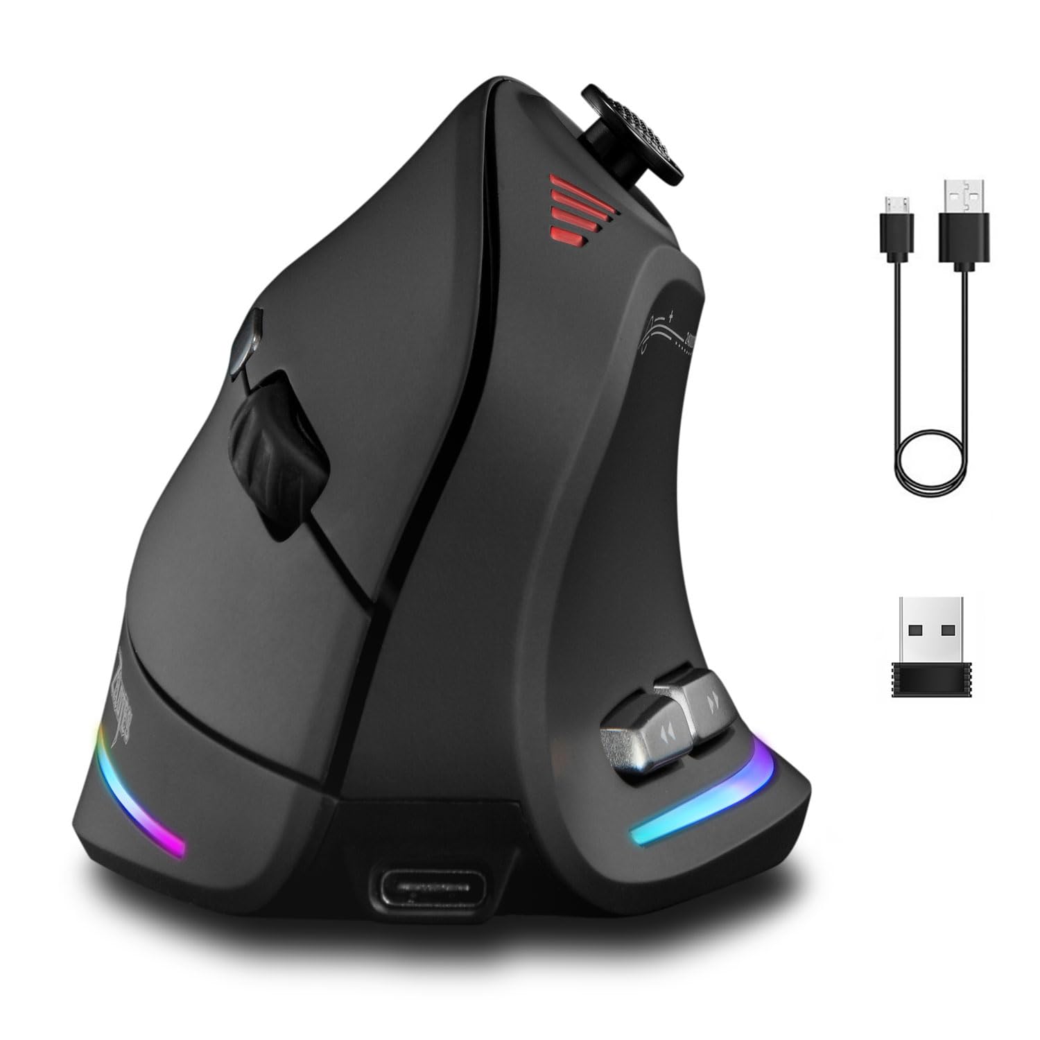 Zeerkeer Ergonomic Vertical Mouse with 5D Rocker, 24000 DPI/12 Programmable Button, Wireless Gaming Mouse