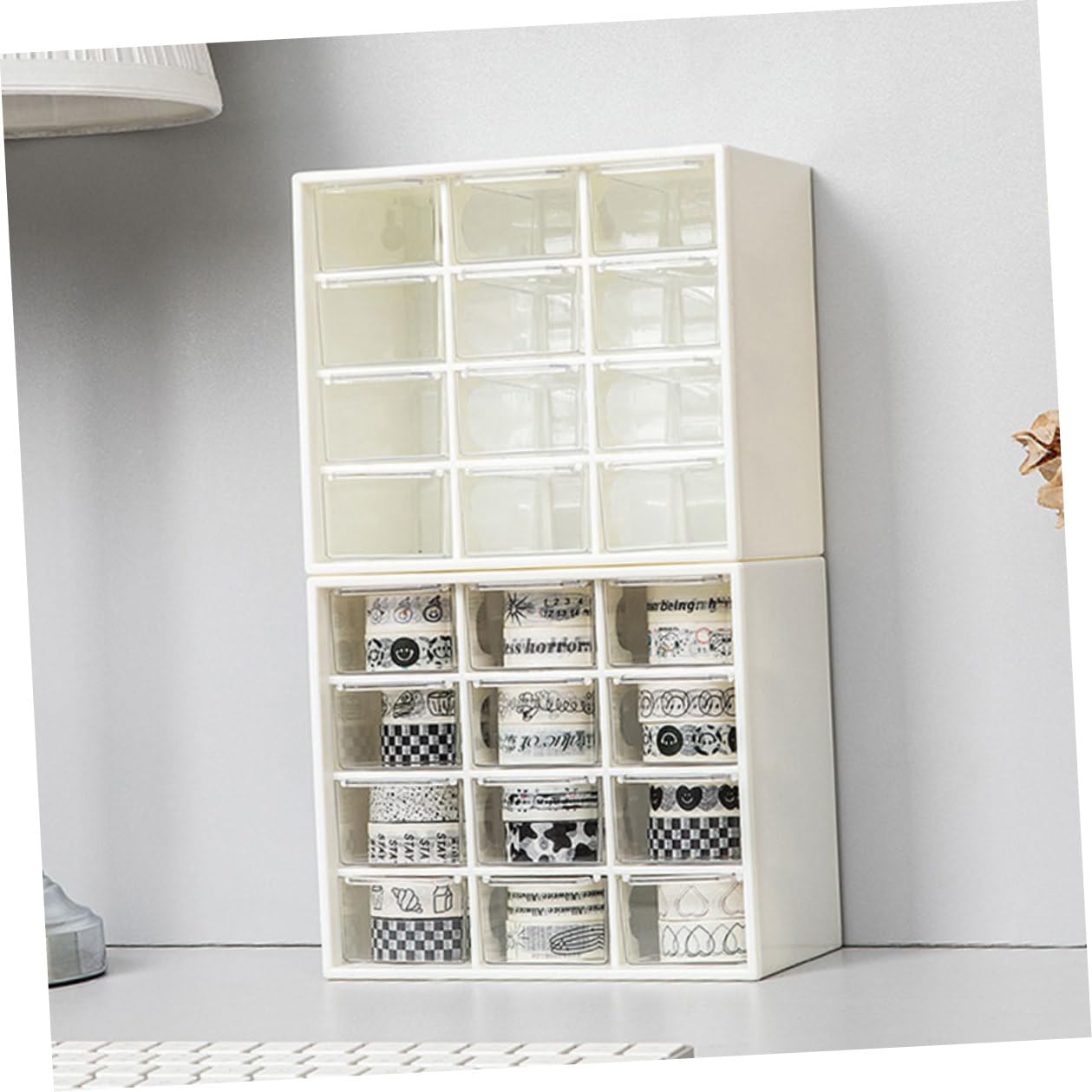 Portaoggetti da Scrivania e Bagno in Plastica Bianco Ampia Capacità per Organizzazione Pratica di Oggetti di Ufficio e Beauty