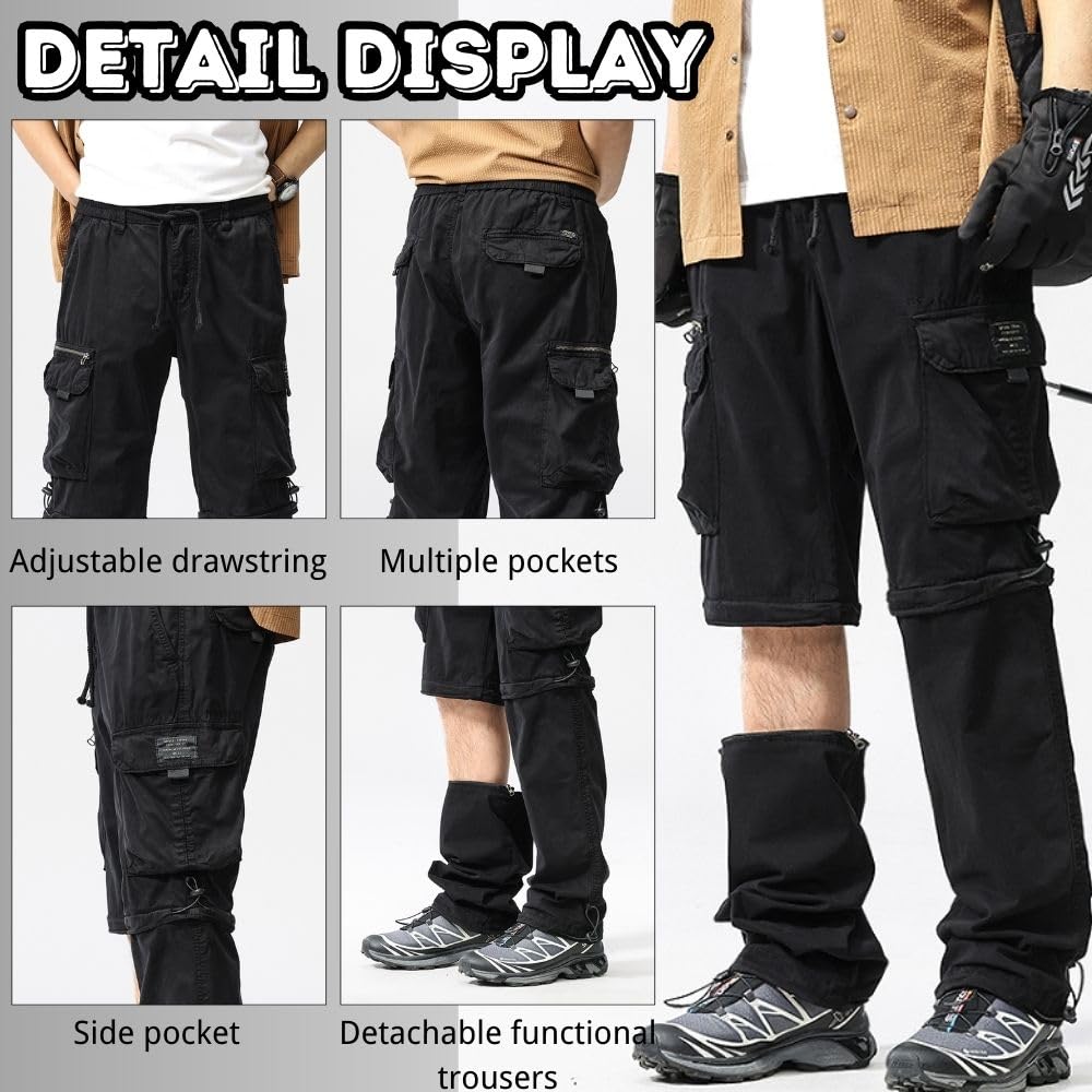 Pantalon de randonnée pour homme - Pantalon de travail amovible - Respirant - Pantalon d'extérieur - Séchage rapide - Pantalon fonctionnel d'été
