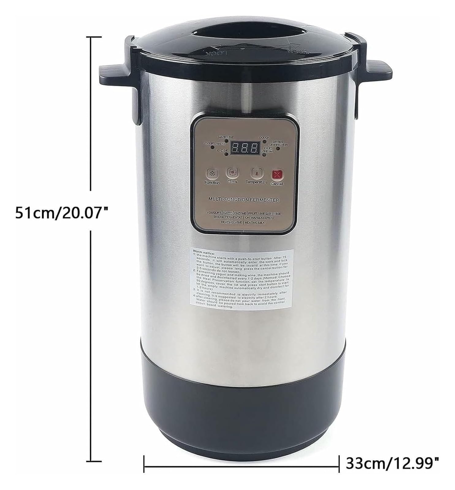 Macchina di fermentazione automatica in acciaio inossidabile da 12 litri for yogurt, enzimi, pasta e aceto di frutta con controllo intelligente del tempo e della temperatura