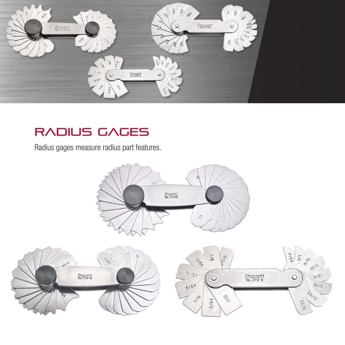 Starrett 272MA - Galga (18 hojas, margen de medidas de 0,75-5 mm, diferencia de 0,25 mm)