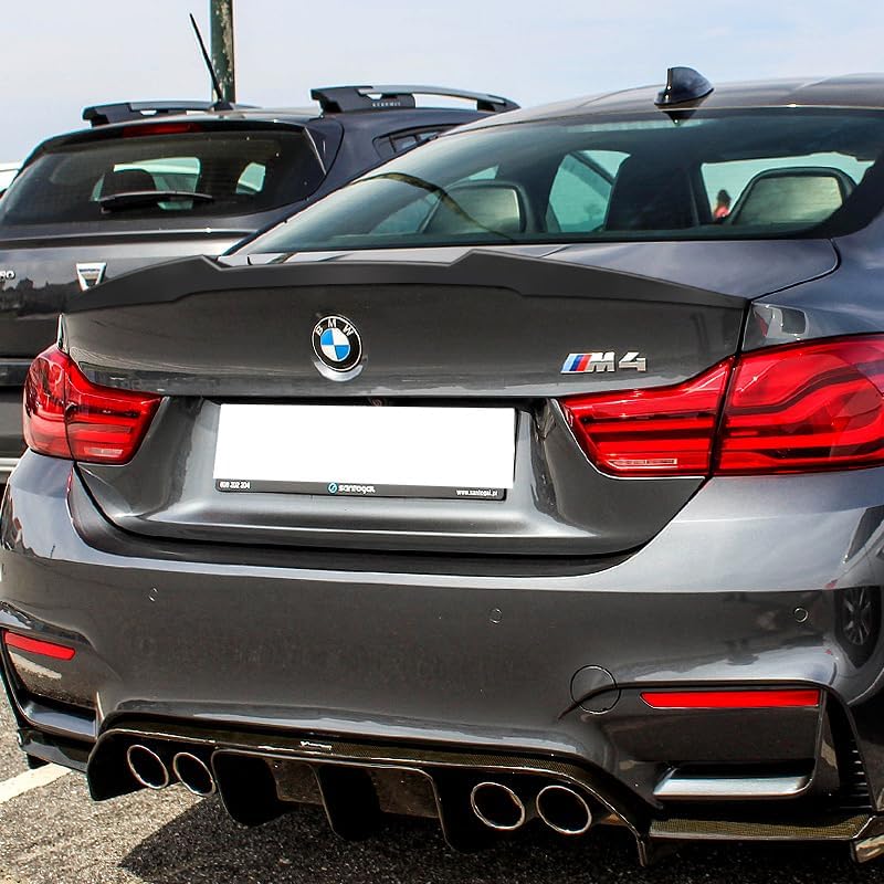 Stay Tuned W-Power ABS Material V-Style Rear Trunk Lid Duckbill Spoiler Wing Compatible with BMW (F82) M4 2015-2020, Exterior Accessories, Auto Body Kit Replacement Parts (Matt Black)