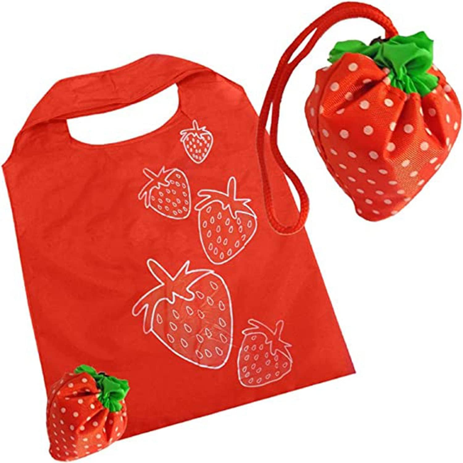 Shopping Bags, 6 Pcs Reusable Strawberry Bag, Washable-Nylon Shopping Tote Grocery Bag, Lightweight, Strong & Durable, Convenient Grocery Bags And Handy, Shopping Travel Foldable Bags