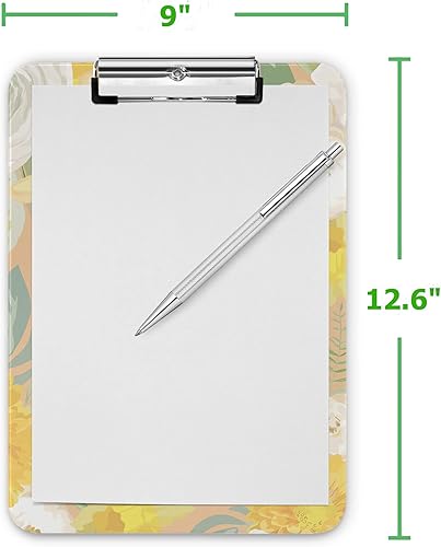 Miniatura 10 de Portapapeles decorativos con clip de perfil bajo, tamaño de letra A4 estándar de 9 x 12.6 pulgadas para estudiantes, profesores, mujeres y niños,