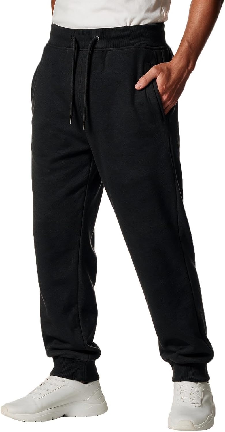 Men's Jogger Sweatpants Drawstring Waist Pants with Pockets | Soft Tapered Trousers Elastic Waist Drawcord Side Storage Cuffed Ankles Walking Commuting Weekend Fall Winter Clothes