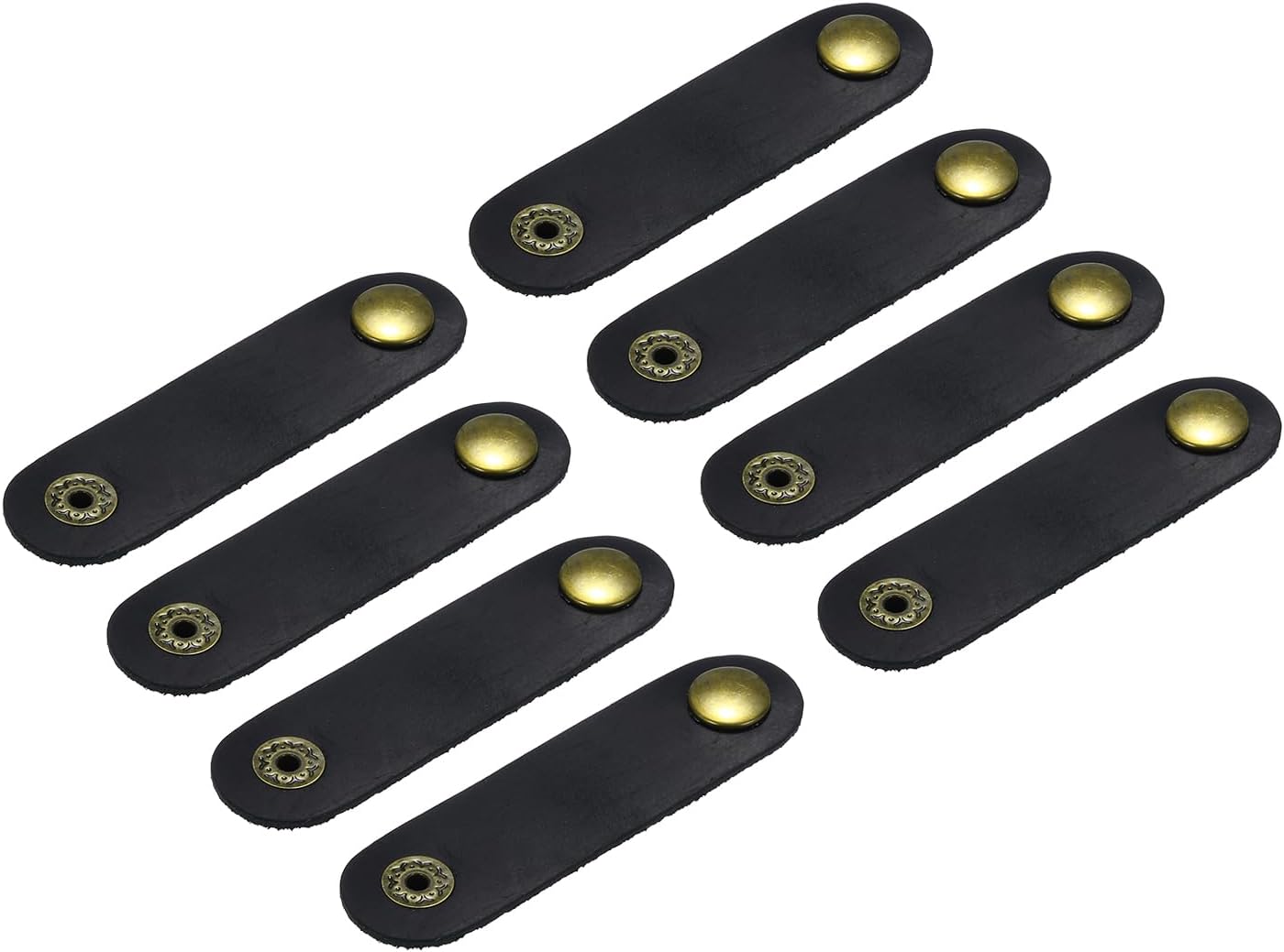 MECCANIXITY 8Pcs Leather Cable Straps Cord Organizer 80x20mm Cable Ties Portable Cable Management for USB Cable, Headphone Wire, Black