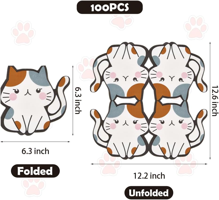 Ottin Kitten Paper Napkins, 80 Counts, 3-Ply, Disposable Paper Napkins for Cat Birthday Parties, Kids' Animal-Themed Tables, Zoo Baby Showers & Kids' Party Decor image 3