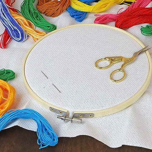 Image of Essentials By Leisure Arts Wood Embroidery Hoop 7 inch Bamboo - Wooden Hoops for Crafts - Embroidery Hoop Holder Cross Stitch Cross Stitch Hoops and Frames