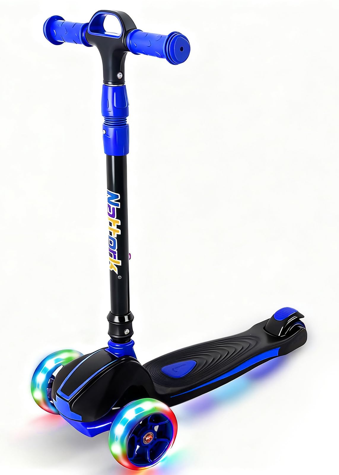 Nattork Kids Scooter for Age 3-8, Toddler Scooter with 4 Adjustable Height for Boys & Girls, Light Up 3-Wheels Foldable Kick Scooter, Lean to Steer,