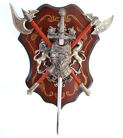 Iqra Sports Dubel Axe Wall Hanging Show Piece for Home Decoration (Colour. Brown: Size. 15 12inch)