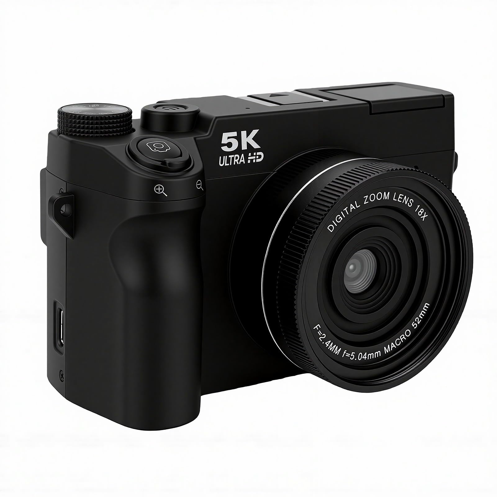 Fotocamera Mirrorless 5K, Fotocamera Vlog retrò con Doppio Obiettivo da 75 MP con Flash Pop-up, Schermo da 3 Pollici, Connessione App Zoom Digitale 18x, per la Registrazione di